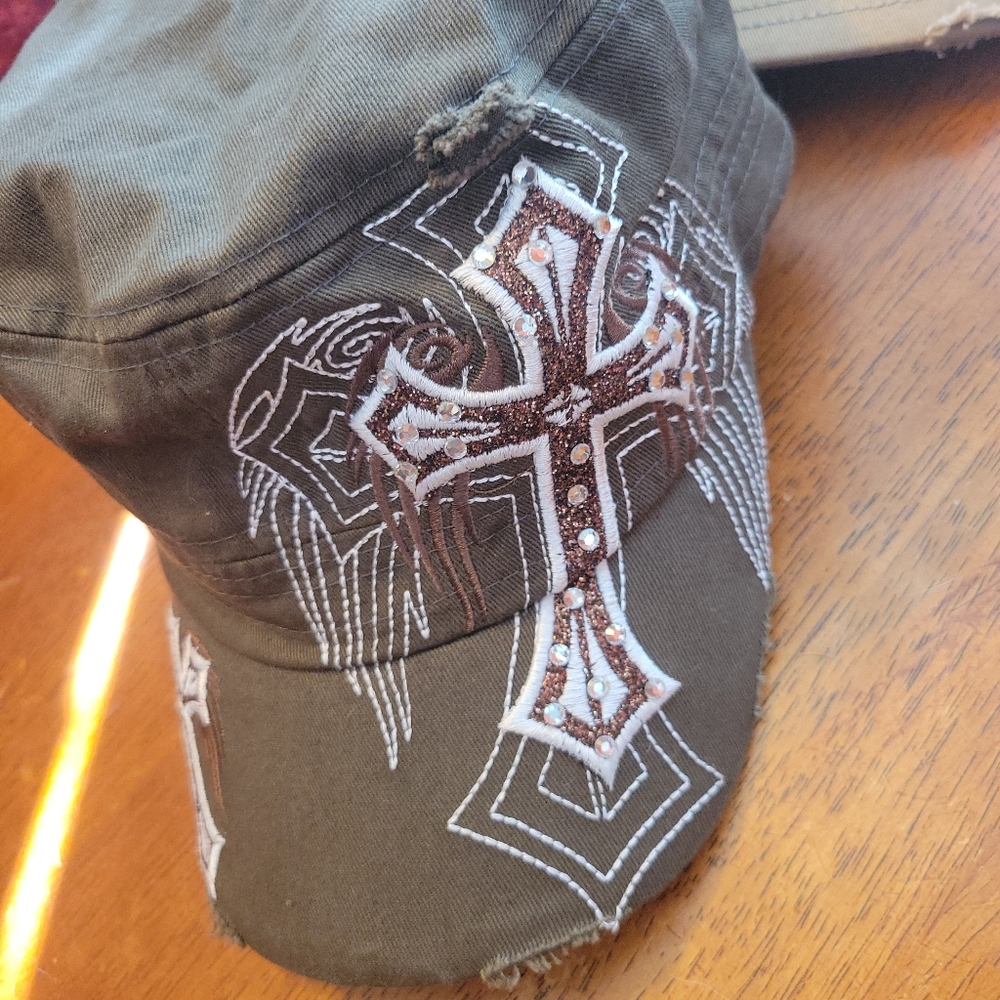 Embroidered Cross Design Cap